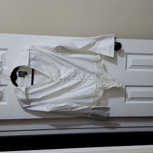 White long sleeve button up body suit